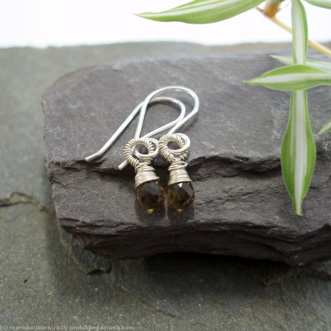 Droplet Earrings - Beer Quartz