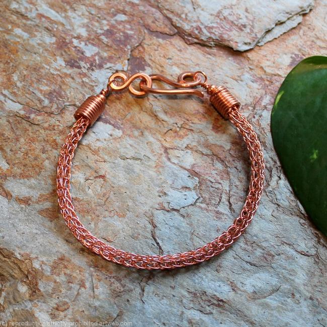 Viking knit bracelet - Copper wire - 5 loop - 9 1/2 inch