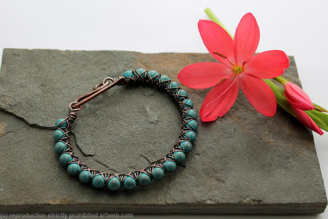 Kiss Kross Bracelet - Copper and Turquoise