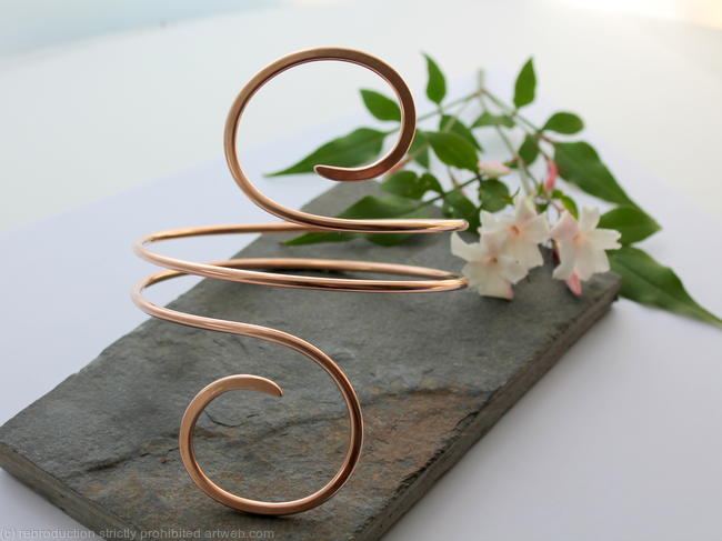 Double Spiral Bronze Armlet, Arm bracelet, Cuff