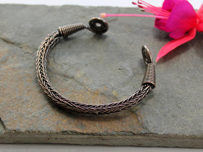 Viking Knit Wrist Torc - Antiqued Copper - small, Celtic Torq or Torque