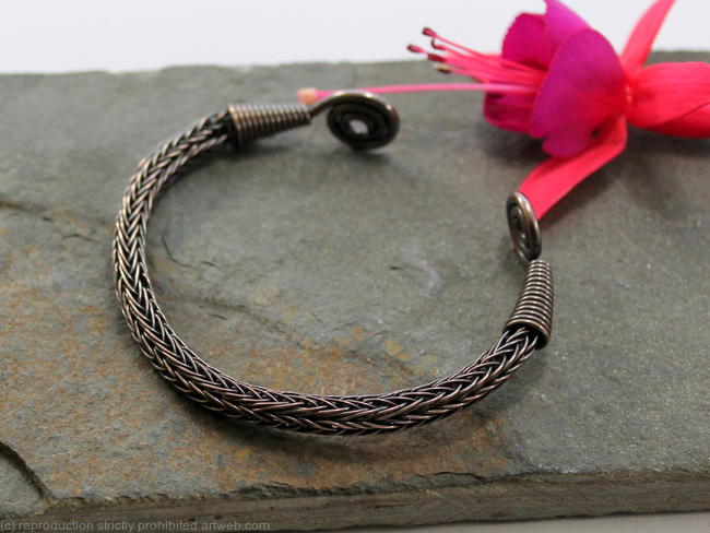 Viking Knit Wrist Torc - Antiqued Copper - medium, Celtic Torq or Torque