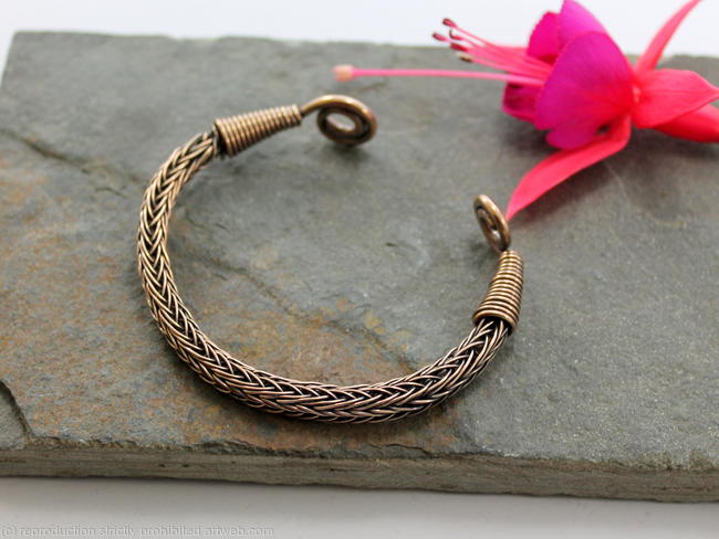 Viking Knit Wrist Torc - Antiqued Bronze - small, Celtic Torq or Torque
