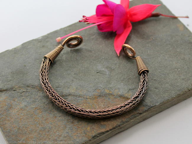 Viking Knit Wrist Torc - Antiqued Bronze - medium, Celtic Torq or Torque