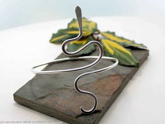 Asymetrical Snake Sterling Silver Armlet, Arm bracelet, Cuff, upper arm cuff