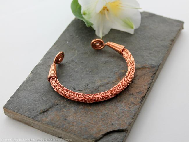 Viking Knit Wrist Torc - shiny Copper - medium, Celtic Torq or Torque