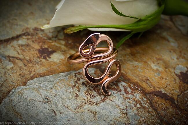 Handmade Copper Snake Ring - Statement Coil Ring