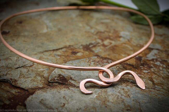 Copper Snake Torc Necklace – Interlocking Handmade Serpent Choker