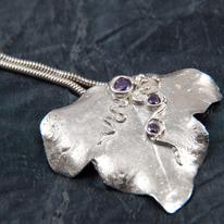 Ivy Leaf Pendant with Purple Stones