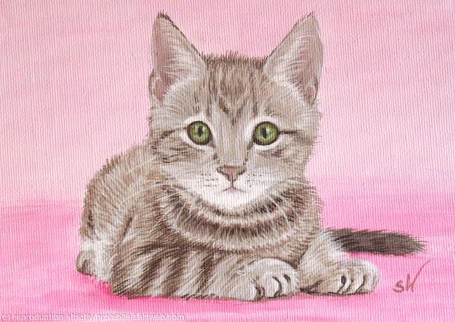 Tabby Kitten, Mini Painting