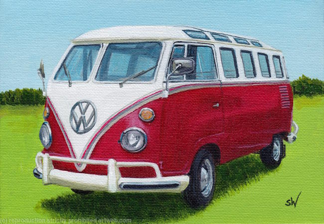 Classic Camper Van Mini Painting