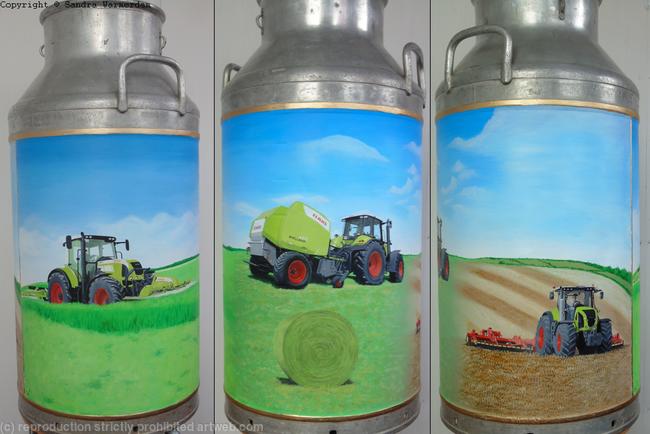 Hand Painted Single Churn with Farm Scenery