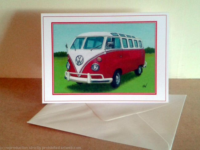 Greeting Card, Camper Van Red