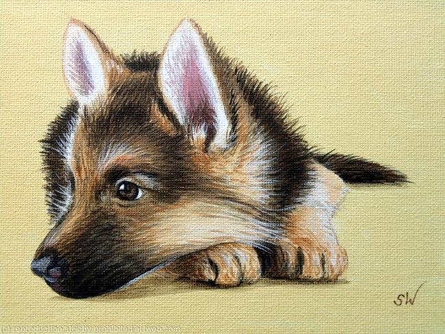German Shepherd, Mini Painting