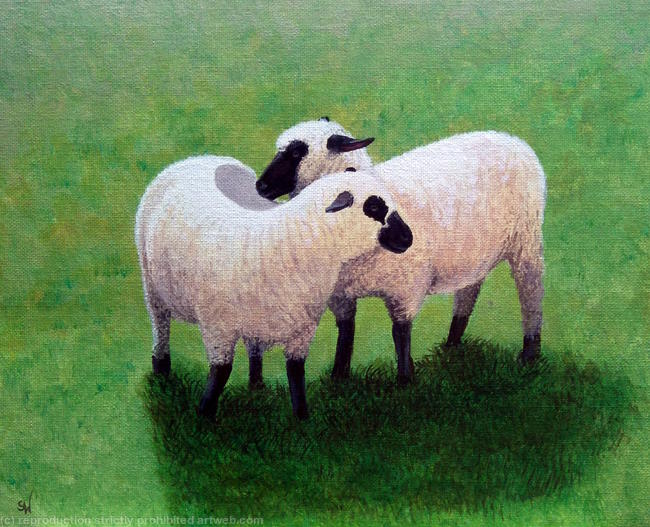 The Alderton Flock, Shropshires, Painting
