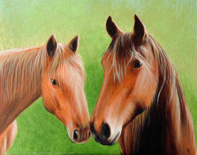 Chestnut Horses Painting