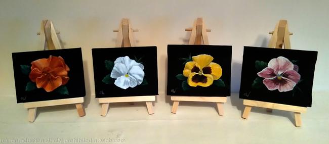 Pansies , Set of 4