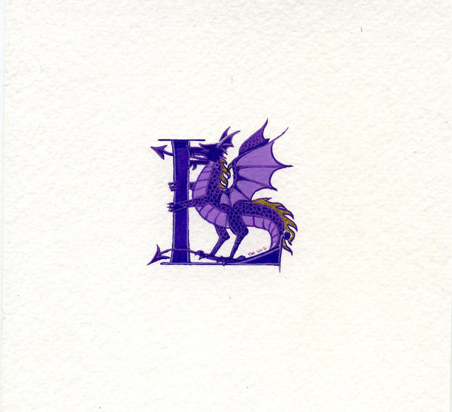 purple L purple and gold dragon