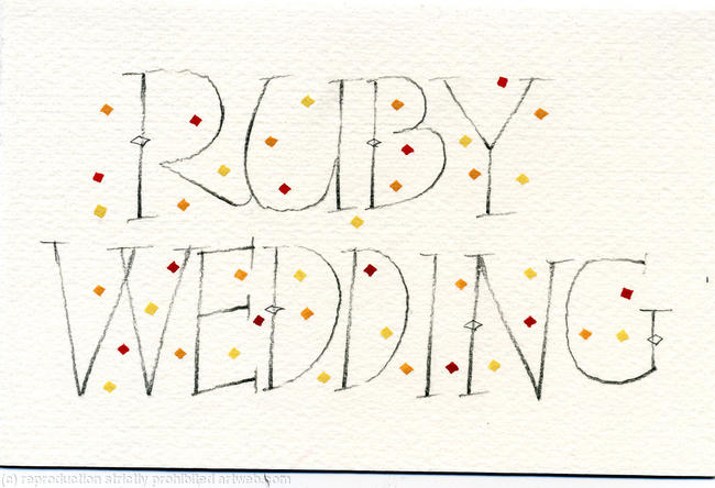 Ruby Wedding calligraphy card