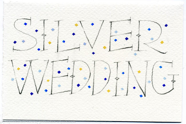 Silver Wedding calligraphy card