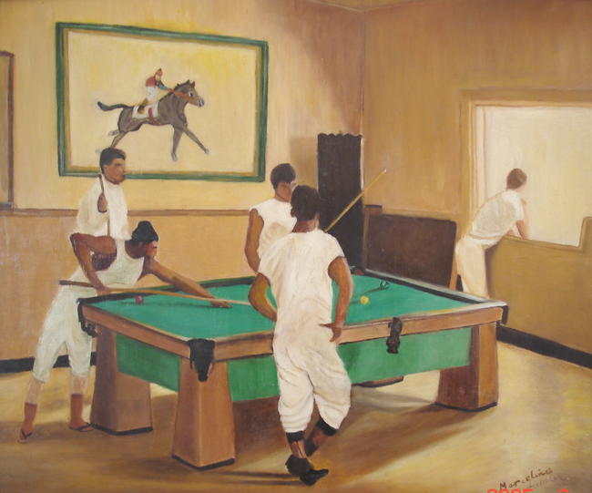 jockeys playing pool