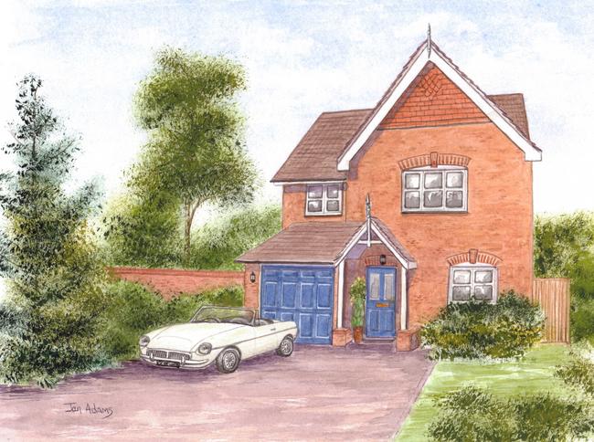 Detached house and classic car