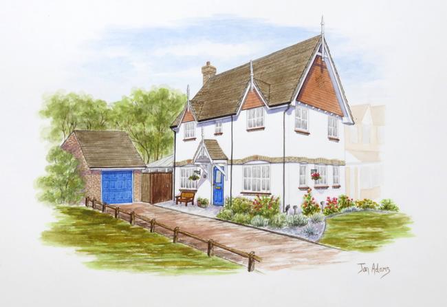 Detached House with blue door