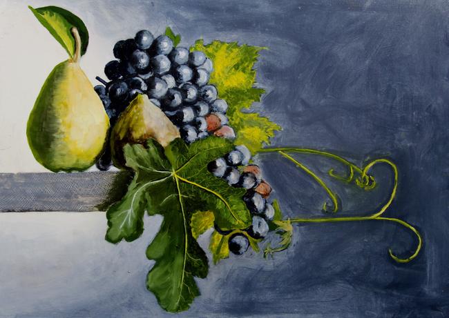 Still Life Grapes,pear and fig