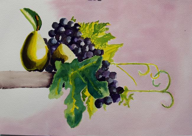 Still Life Grapes, Pear and Fig