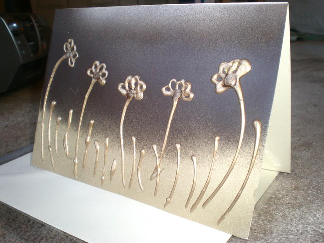 Handmade Card 'Five Gold Poppies'