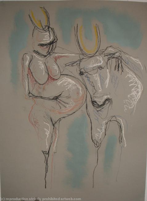 Pasiphae pregnant belly with bull