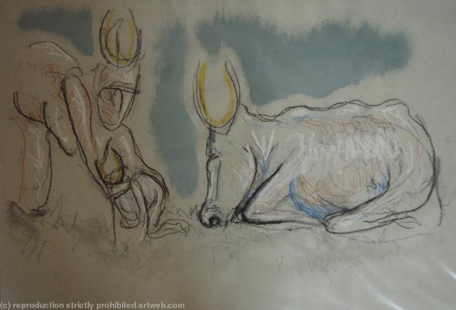 Pasiphae with baby minotaur and bull