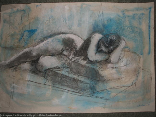 Reclining nude with cushions