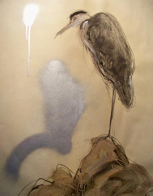 heron on rock