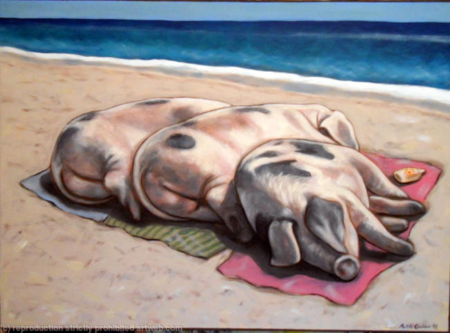 Pigs Bathing