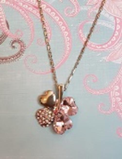 No 35 Sterling Silver Pink Four Leaf Clover Necklace