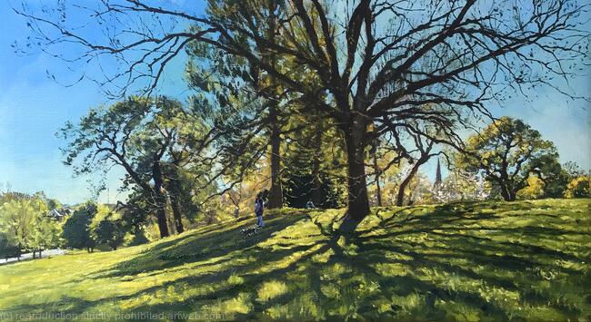 Spring sunlight over Brockwell Park