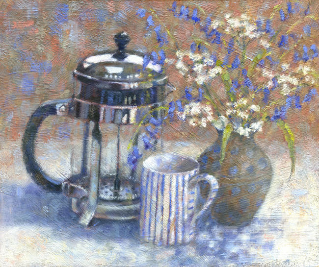 Cafetiere with Bluebells
