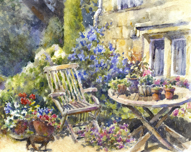 Cotswold Garden with Cat