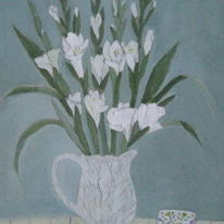 Flowers in a white jug