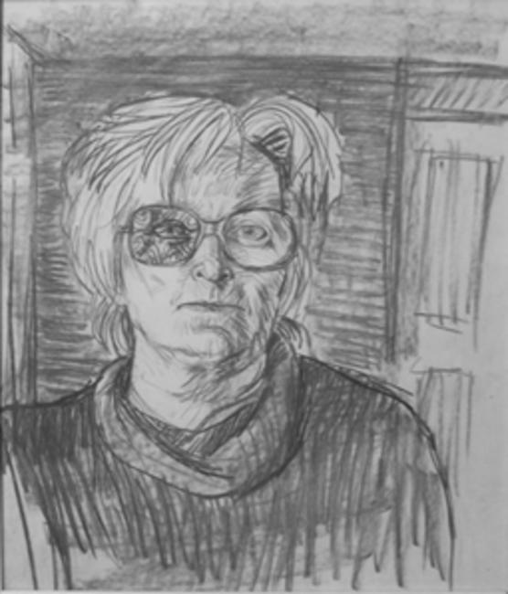 Selfportrait, glasses reflecting
