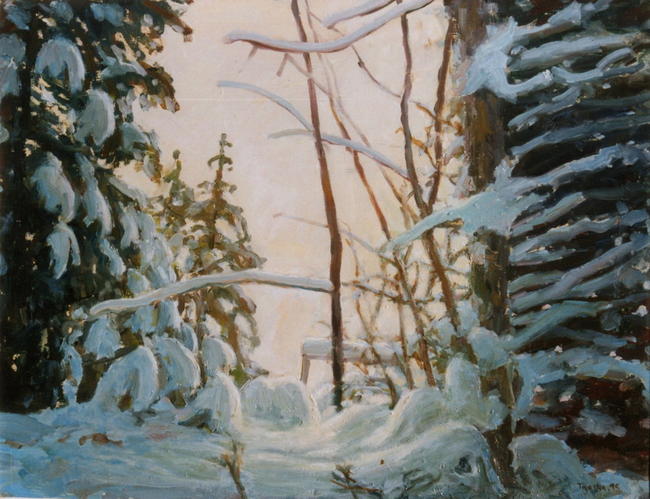 snow in poland oil on board 45x30cm