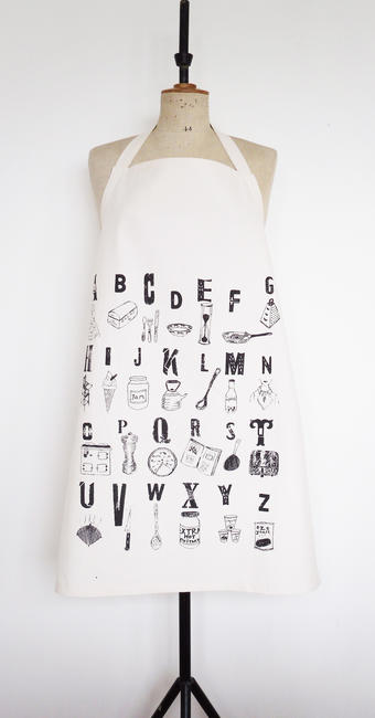 Alphabet of Kitchenalia Apron front