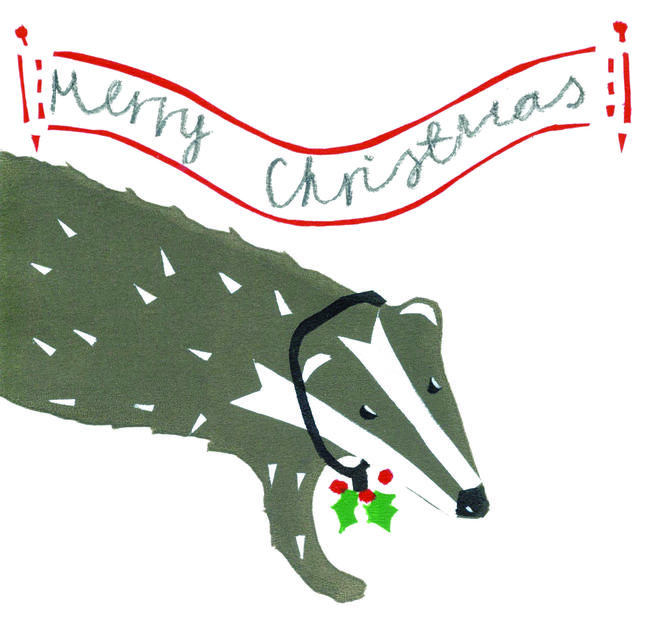 Xmas Badger Christmas card. ( code BRP 9)