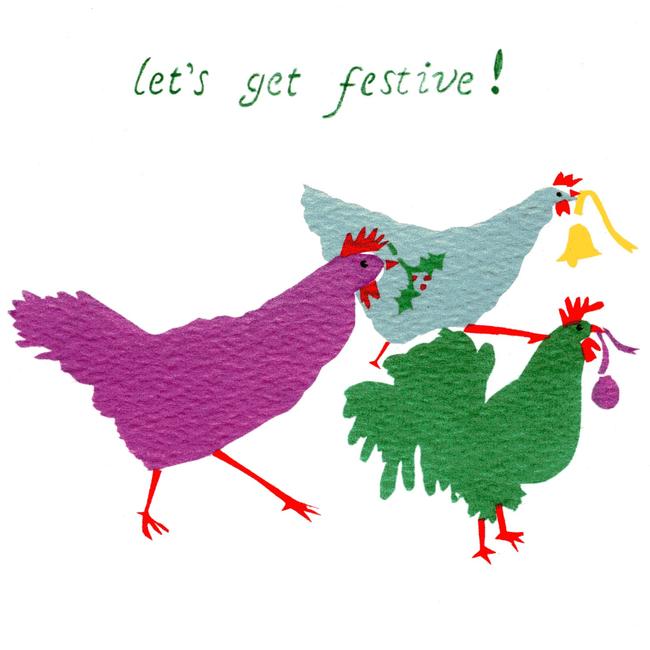 Xmas Hens Christmas card. (code BRP 29)