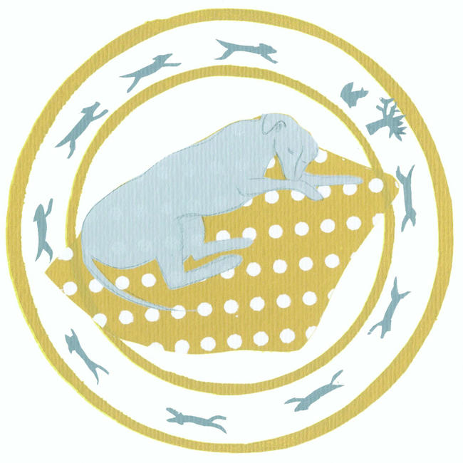 Nursery Plate Sleepy Whippet card. (Code BRP 25)