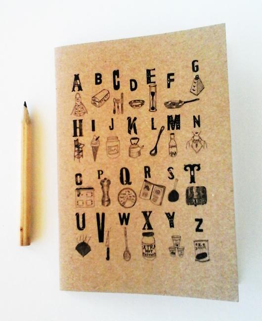 Kraft card covered notebook. A6 size with 40 pages of plain paper, comes complete cellophane wrapped with a mini pencil