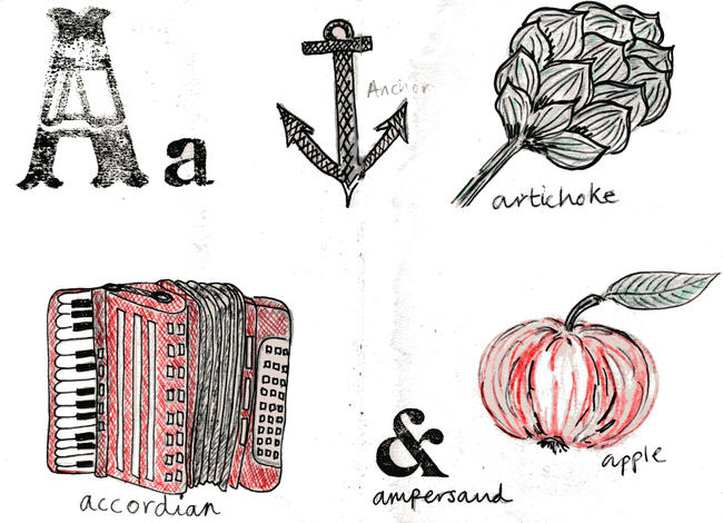 Sketchbook alphabet ideas- A