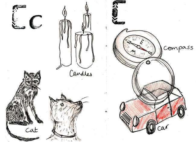 Sketchbook alphabet ideas- C