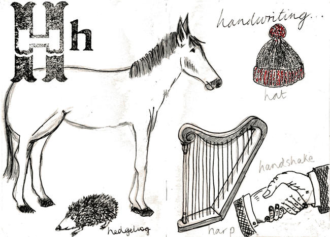 Sketchbook alphabet ideas- H
